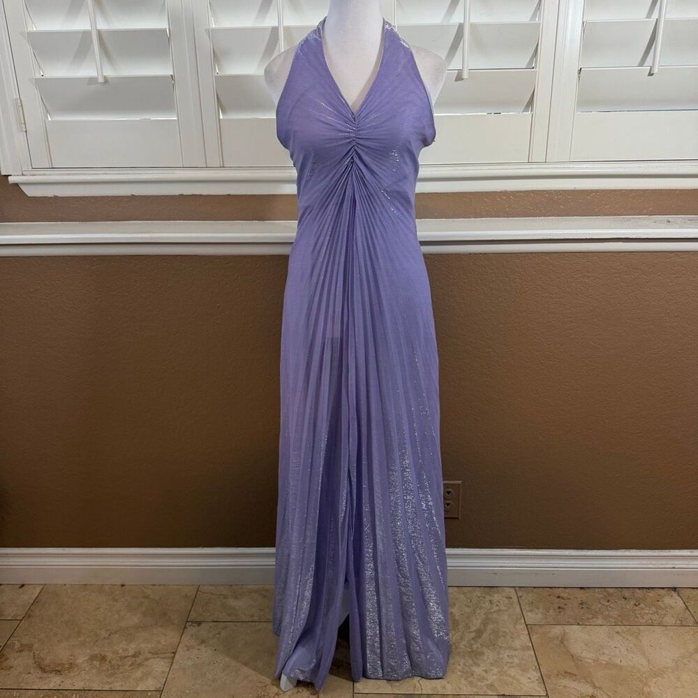 Vintage Rebecca Y2K Purple Halter Gown Prom Dress Maxi Whimsigoth Fairycore Sz M